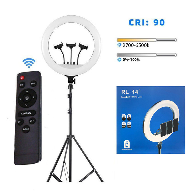 رینگ لایت 36 سانتی مدل RL-14 همراه با سه پایه فلزی