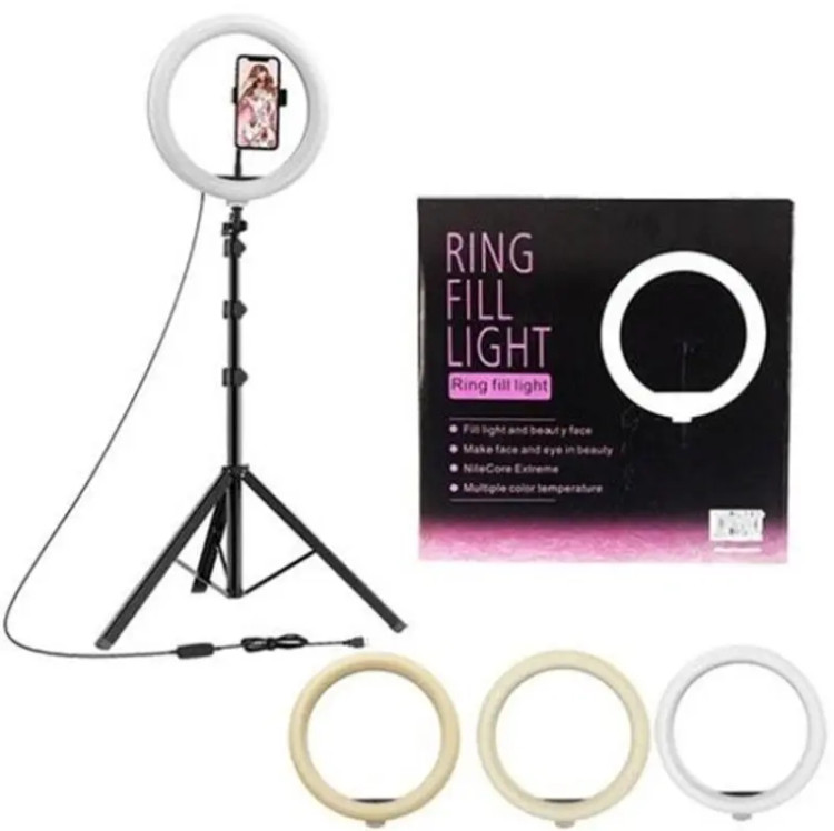 رینگ لایت HX-260 سایز ۲۶ سانتی متر به همراه سه پایه فلزی 2 متری