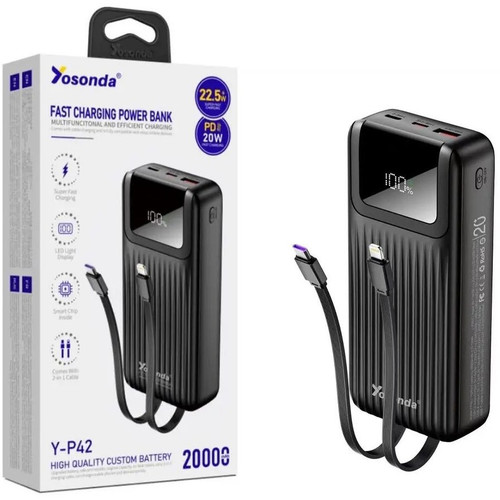 پاوربانک یوسوندا مدل YOSONDA P42 22.5W ظرفیت 20000 میلی آمپر ساعت