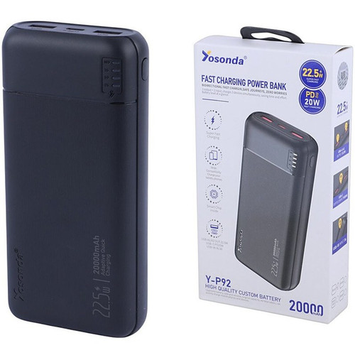 پاوربانک یوسوندا مدل YOSONDA P92 22.5W ظرفیت 20000 میلی آمپر ساعت