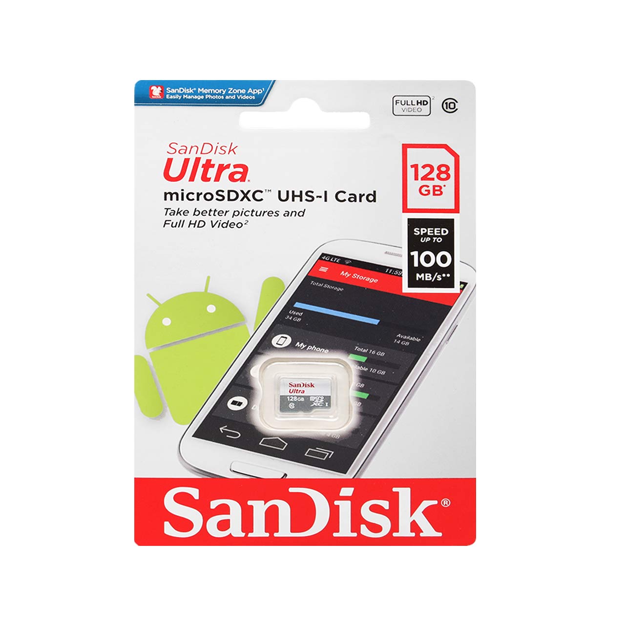 کارت حافظه سن دیسک مدل Ultra ظرفیت 128 گیگابایت کلاس 10  UHS-1 (گارانتی مادم العمر )