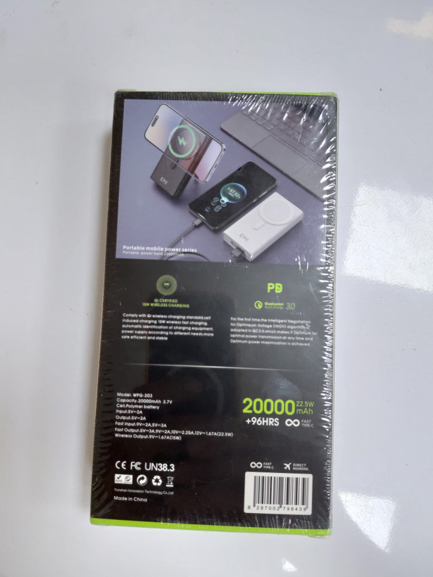 پاوربانک وایرلس کی پی اس مدل WPG -203 22.5W ظرفیت 20000 میلی آمپر ساعت